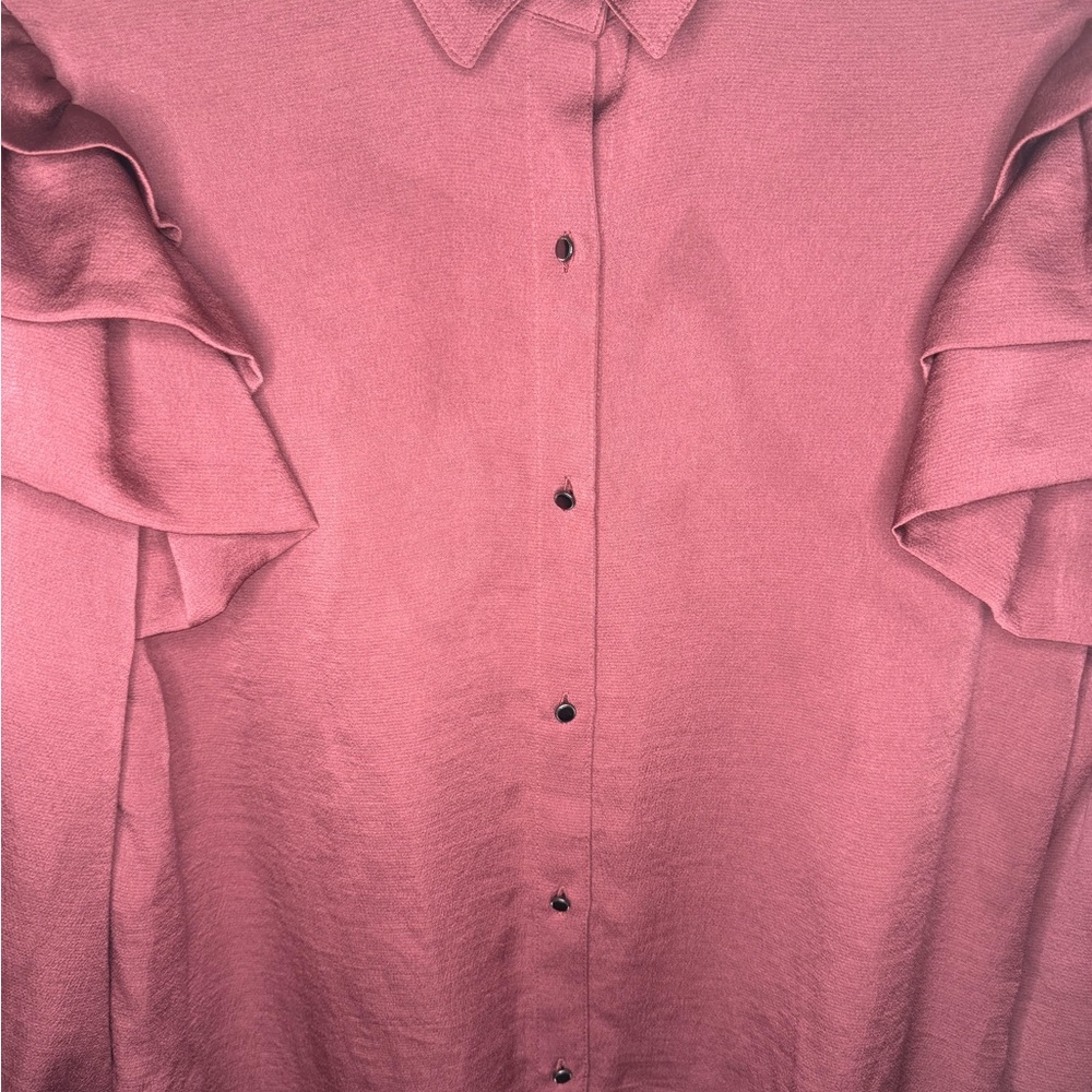 Express Ruffle Shoulder Button-Up Shirt - Picture 8 of 8